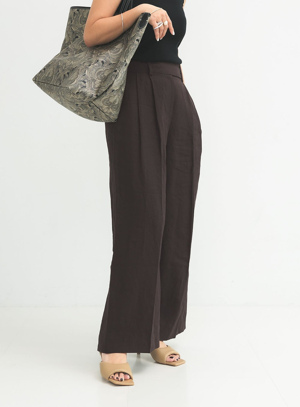 Simple Linen Wide Pants .M