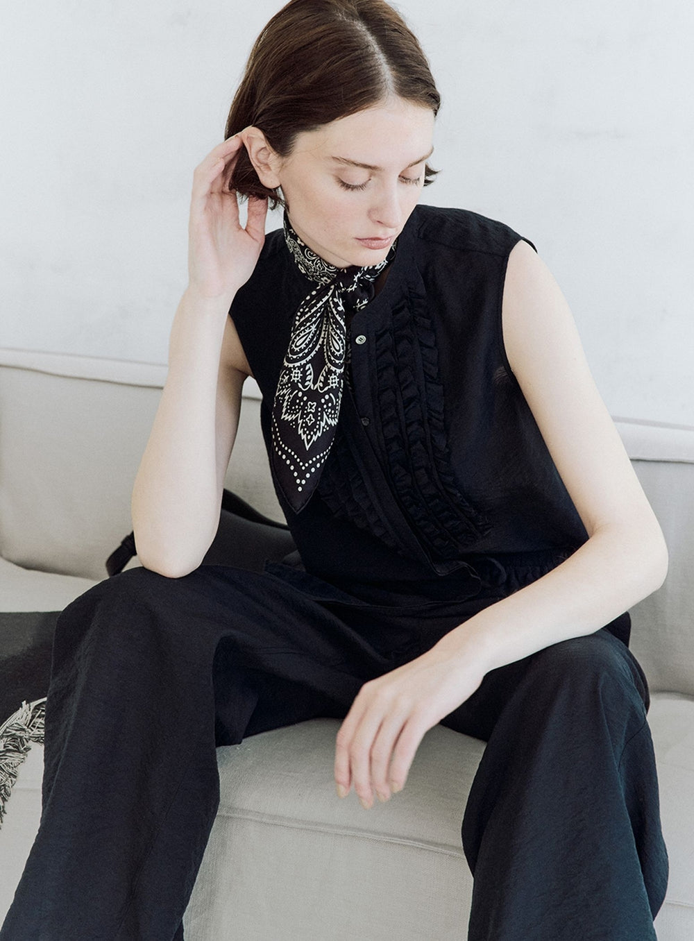 Rayon Linen Frill York Blouse