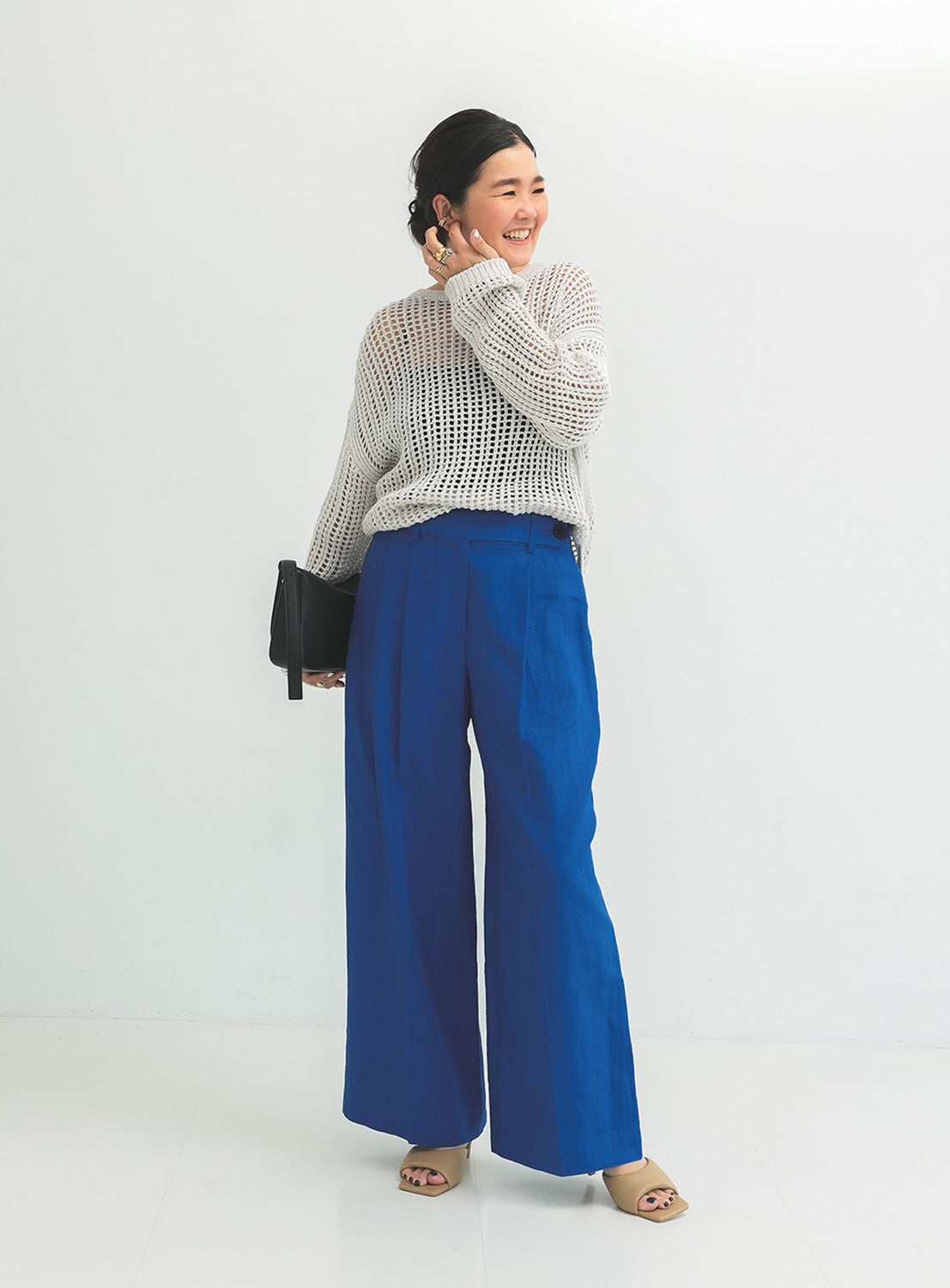 Simple Linen Wide Pants .M