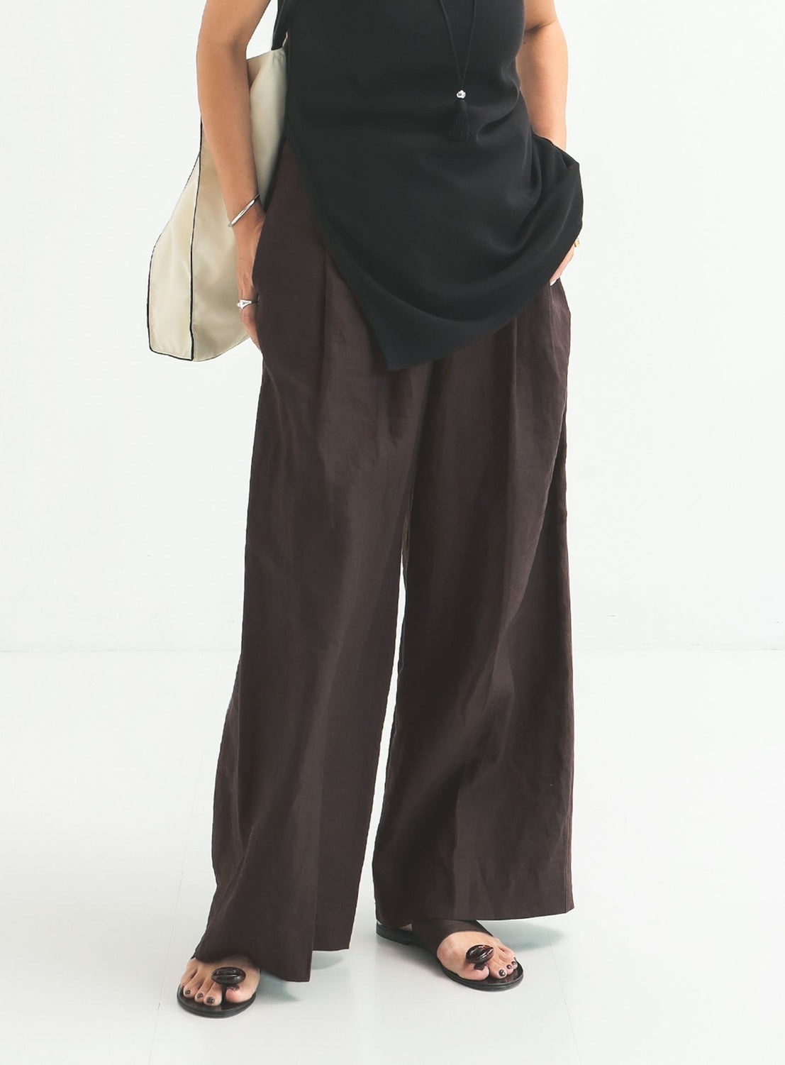 Simple Linen Wide Pants .M