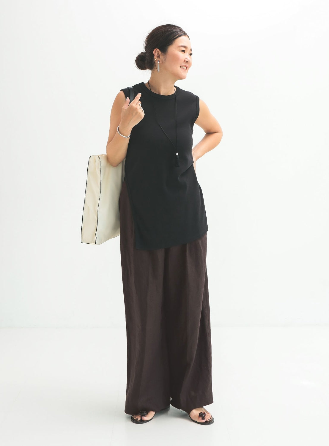 Simple Linen Wide Pants .M