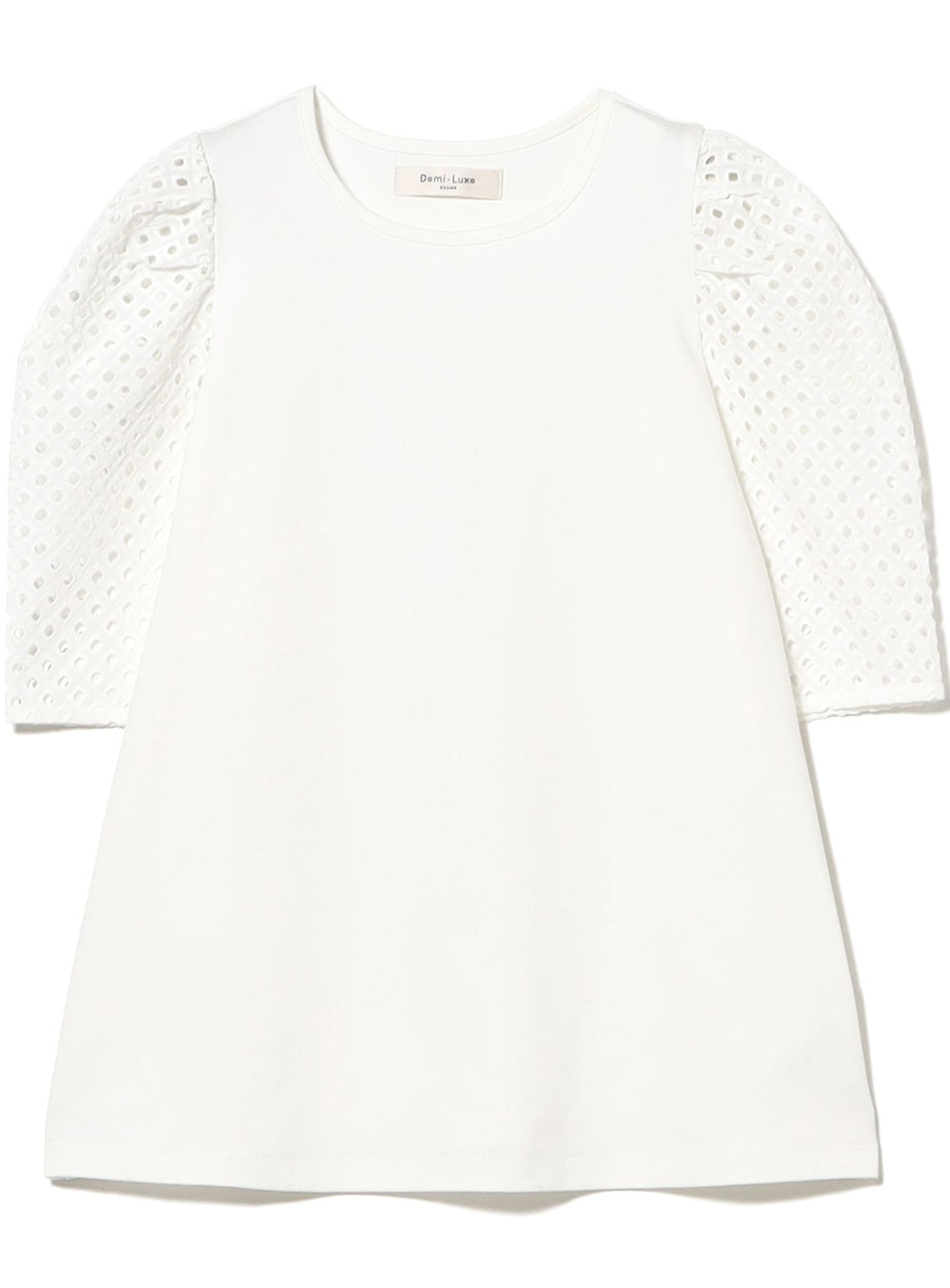 Embroidered Lace Sleeve T-Shirt