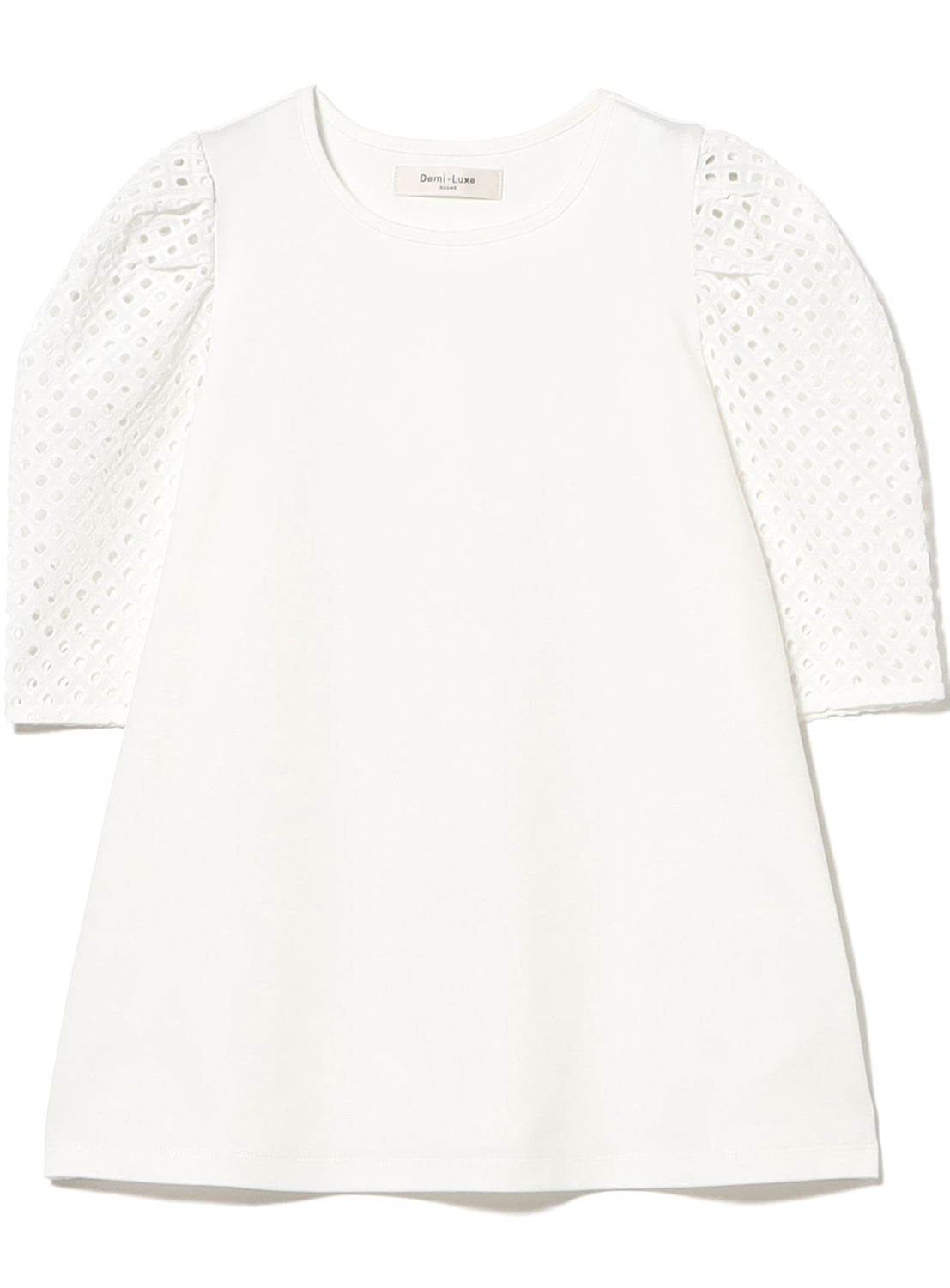 Embroidered Lace Sleeve T-Shirt