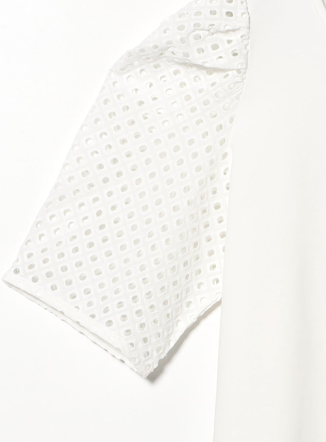 Embroidered Lace Sleeve T-Shirt