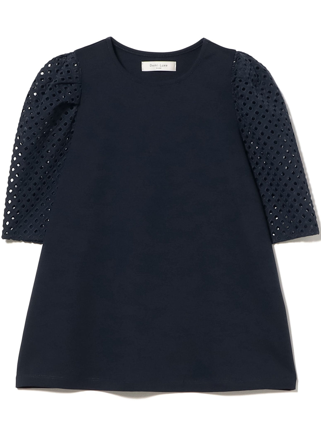 Embroidered Lace Sleeve T-Shirt