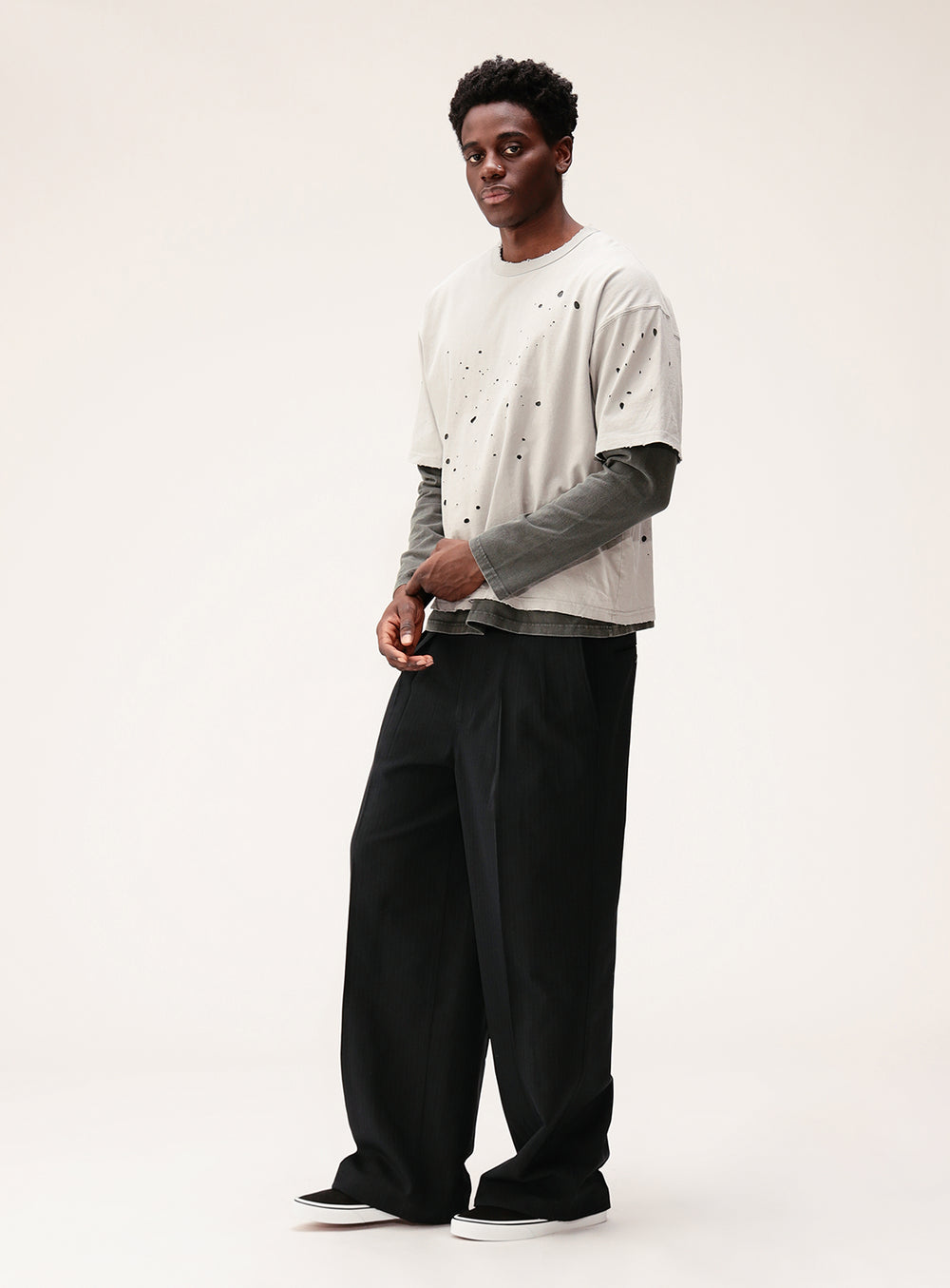 Layered Damage Long Sleeve T-Shirt