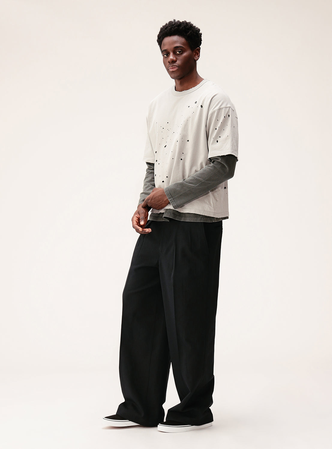 Layered Damage Long Sleeve T-Shirt