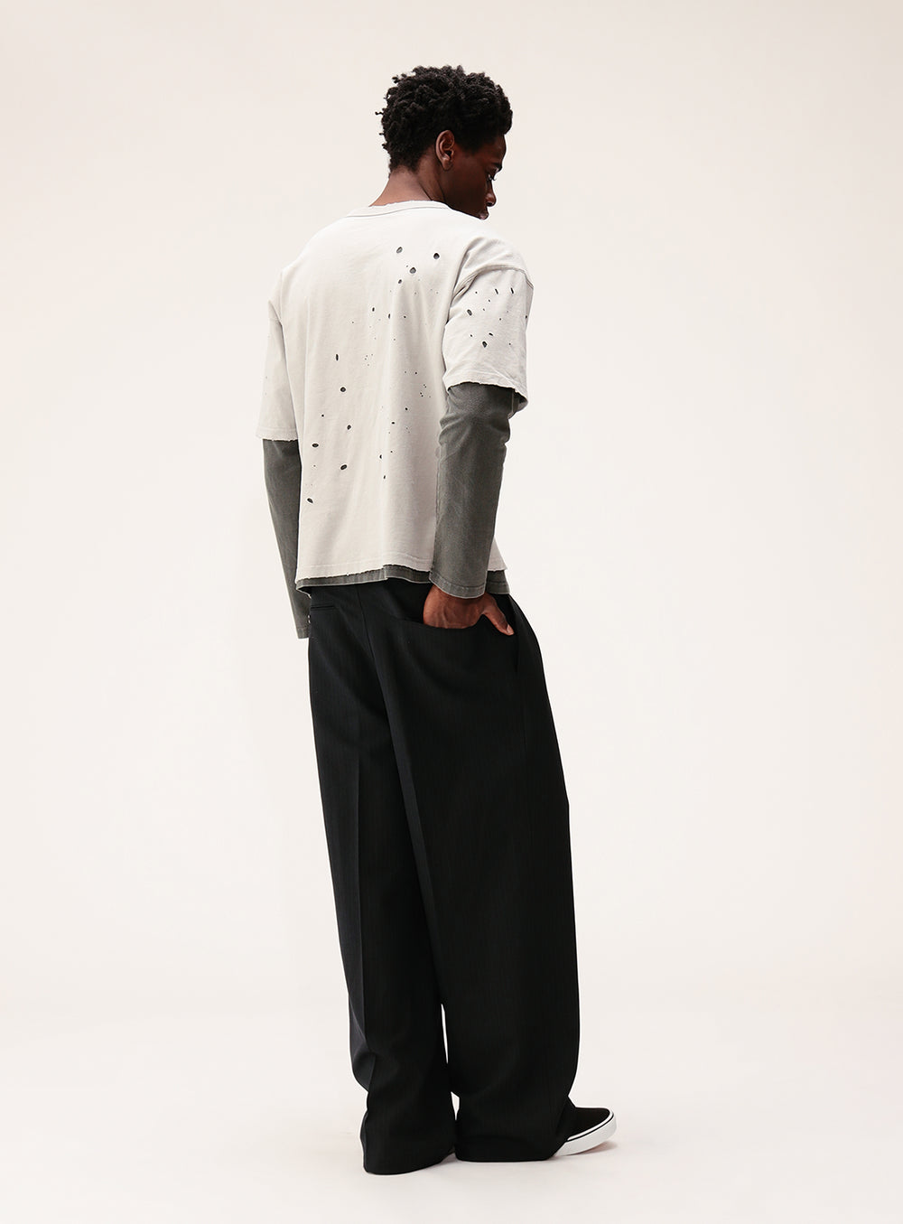 Layered Damage Long Sleeve T-Shirt