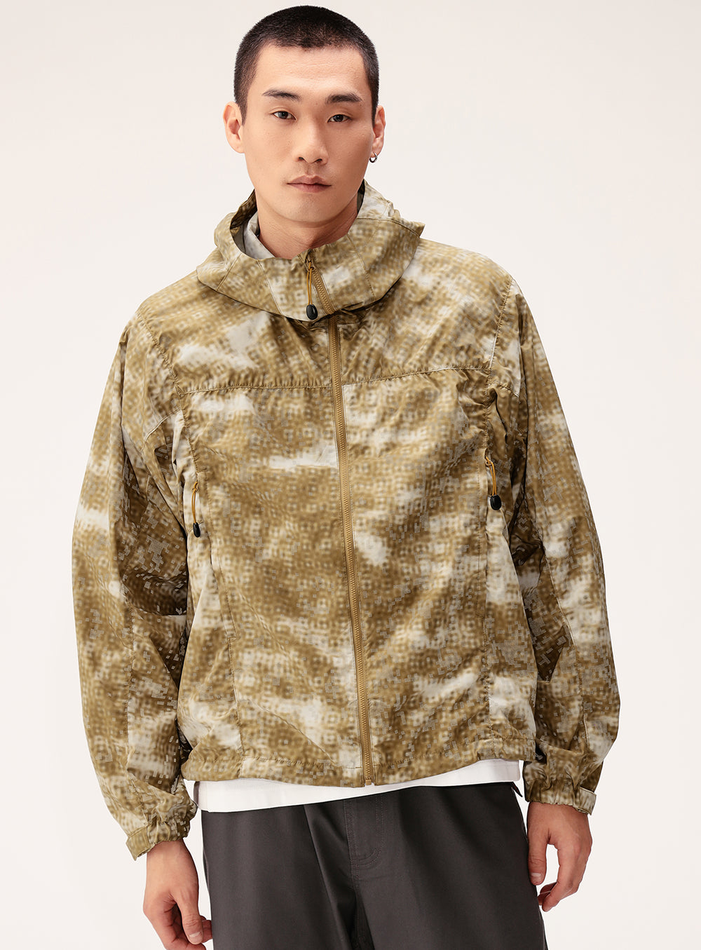 Wide Fit Digital Mosaic Zip-Up Tech Hoodie