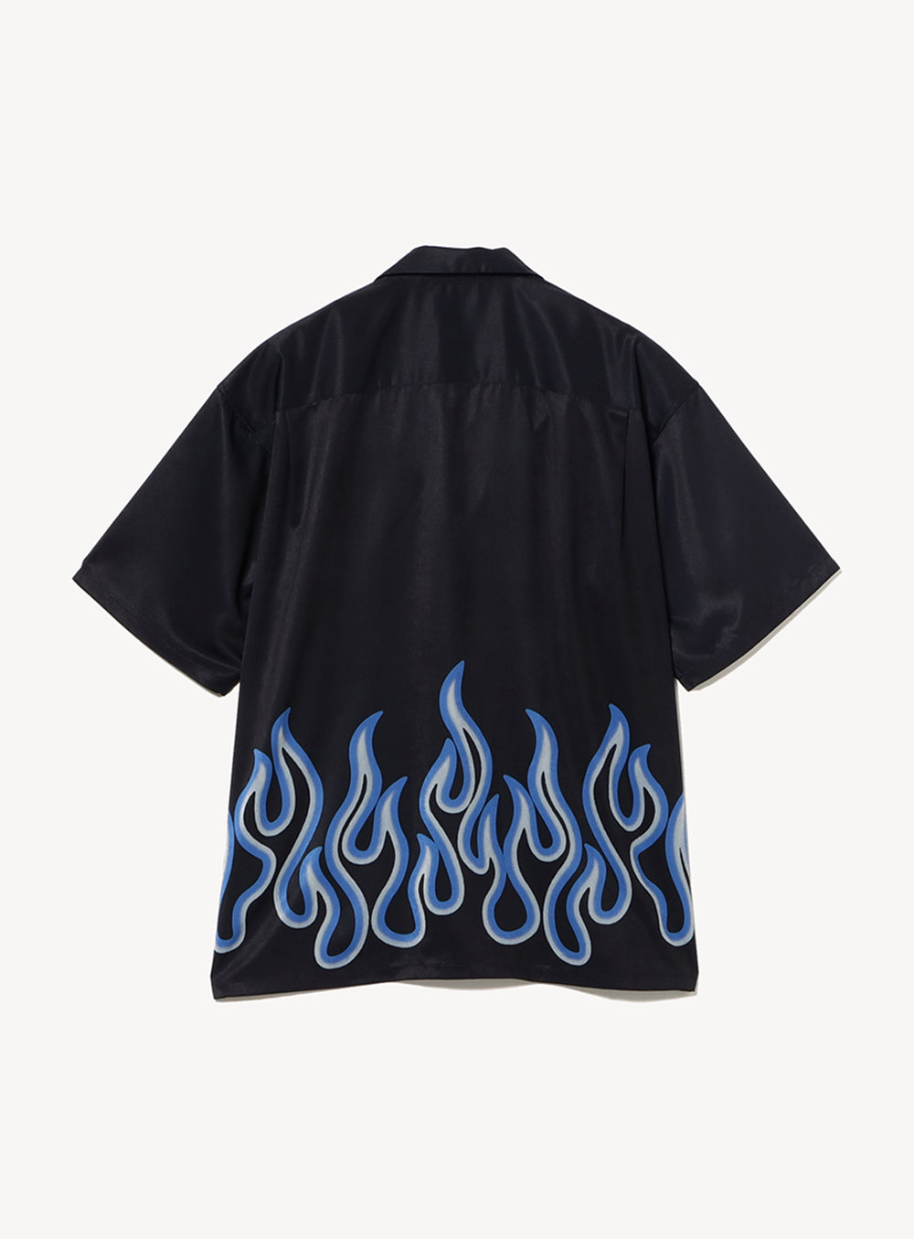 เสื้อเชิ้ตคอปกเปิดลายพิมพ์เปลวไฟทรงหลวม