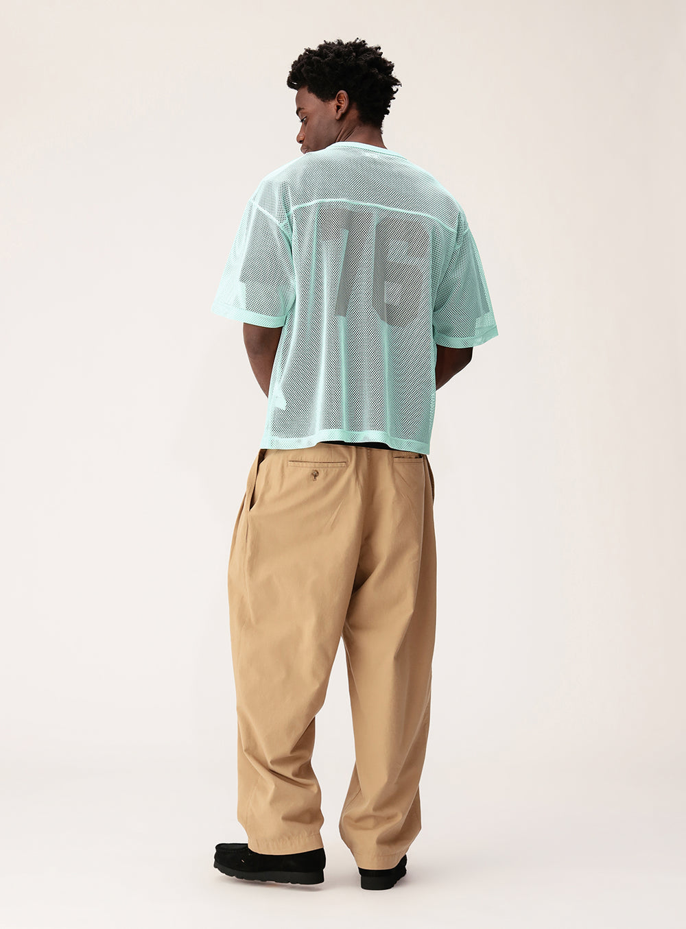 เสื้อยืดพิมพ์ลายผ้าตาข่าย [ทรงสั้นแบบหลวม]