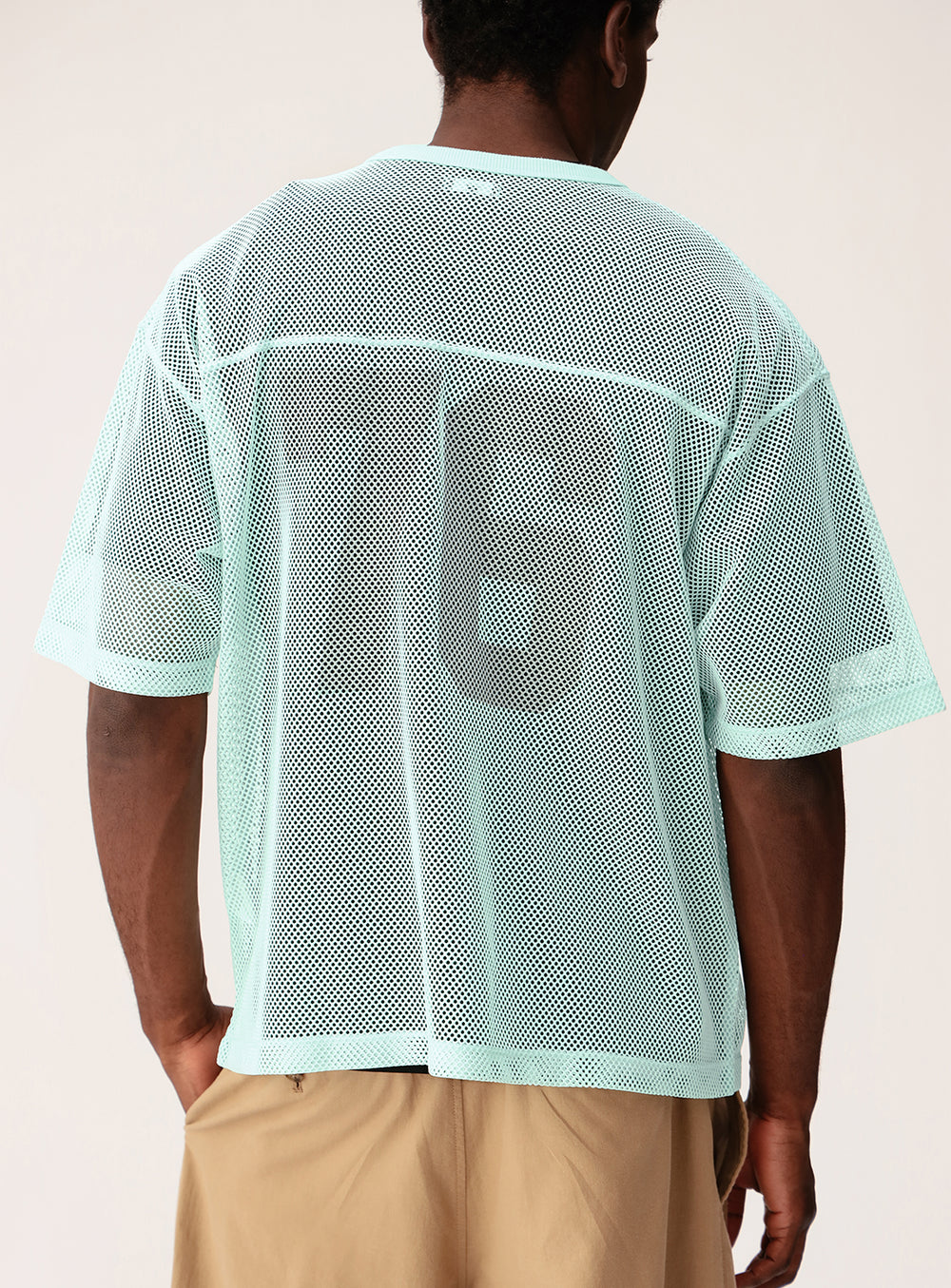 เสื้อยืดพิมพ์ลายผ้าตาข่าย [ทรงสั้นแบบหลวม]