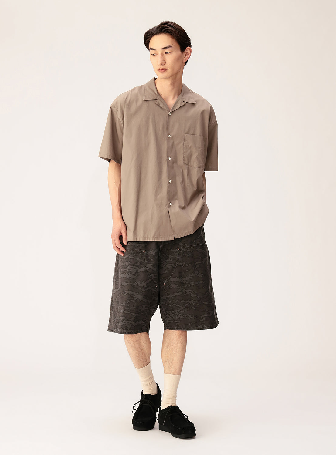 Broadcloth Open Collar Shirt