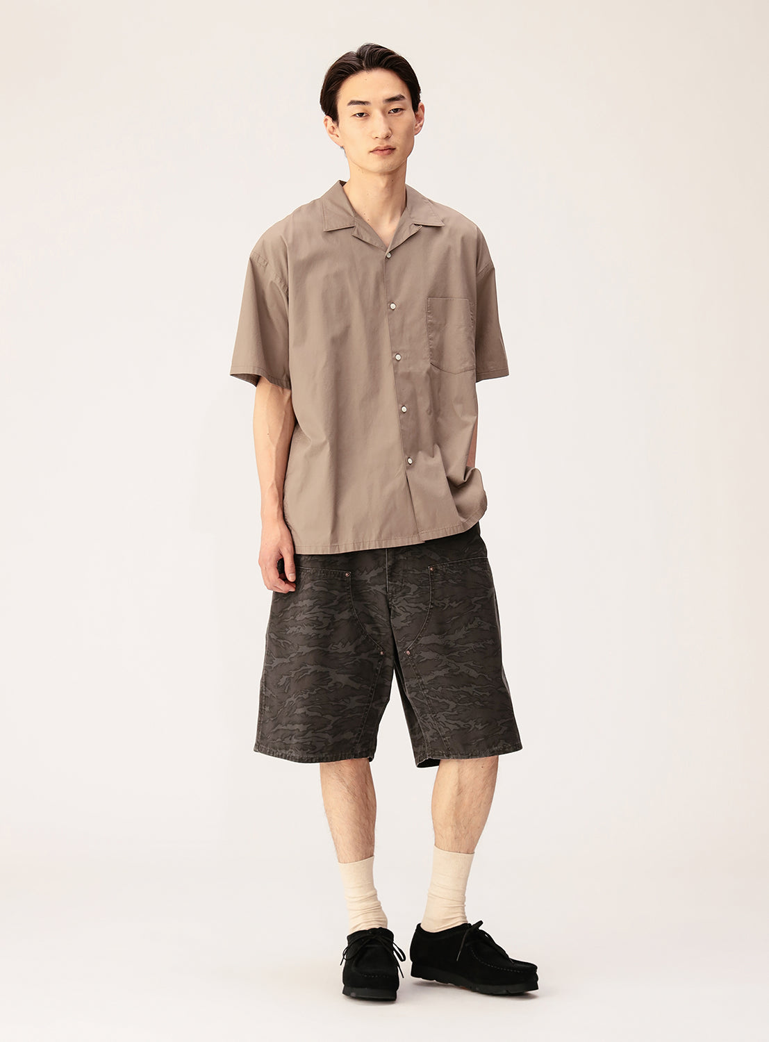 Broadcloth Open Collar Shirt