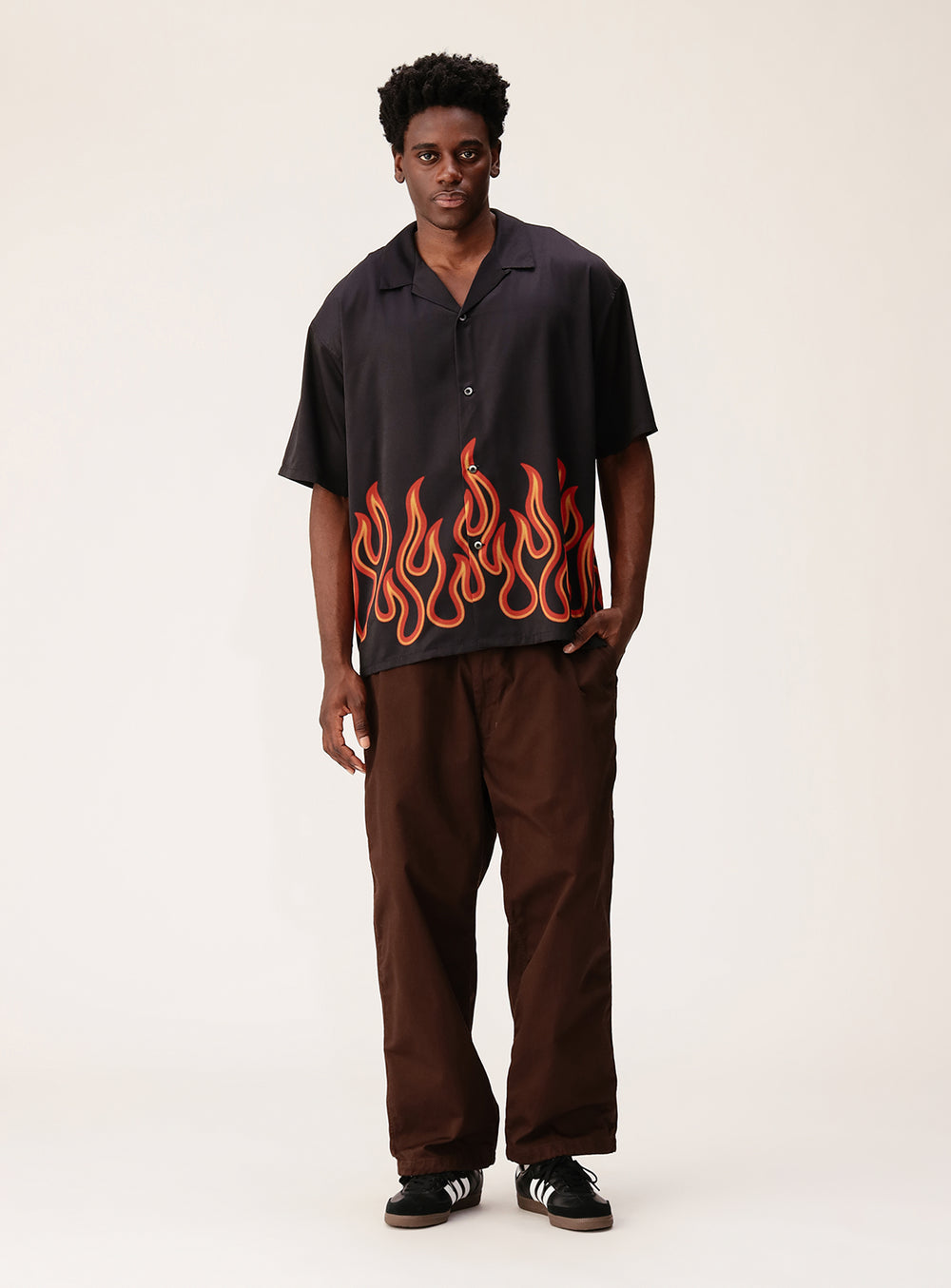 Print Open Loose Collar Shirt