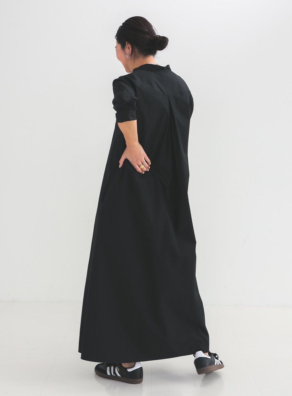 Cotton Nylon Flare Shirt Dress