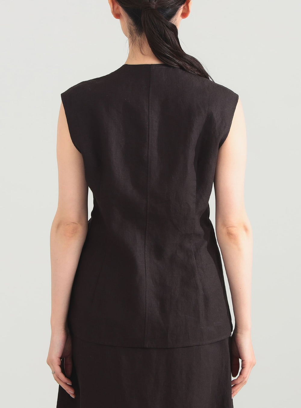 Linen Wrap Vest Blouse .M