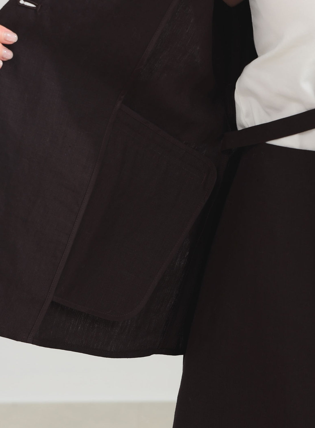 Linen Wrap Vest Blouse .M
