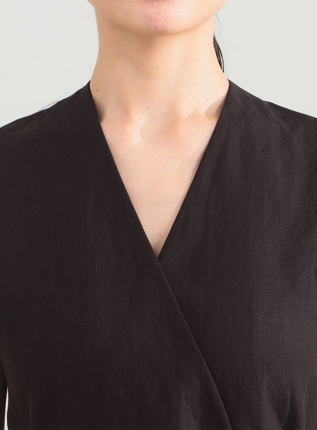 Linen Wrap Vest Blouse .M