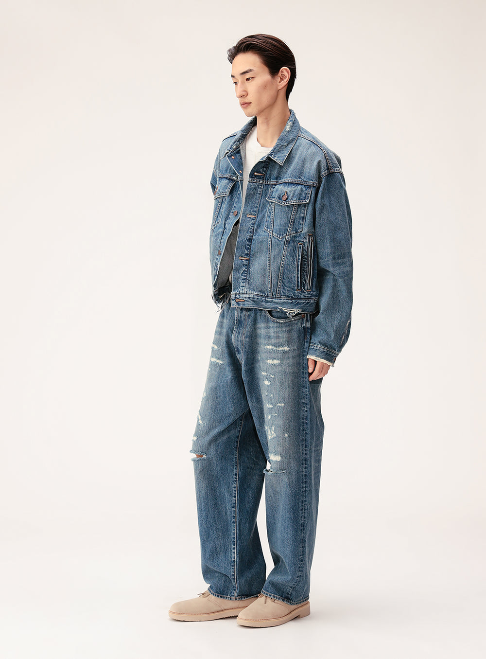 5 Pockets Damage Denim Pants