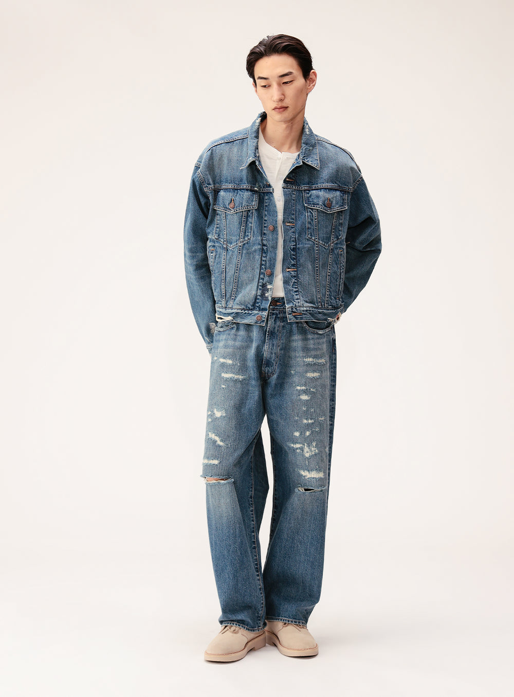 5 Pockets Damage Denim Pants