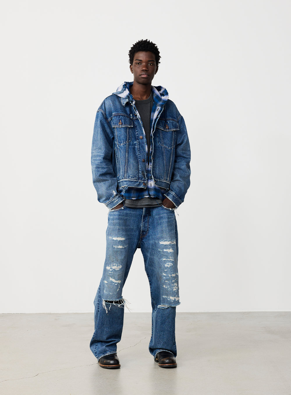 5 Pockets Damage Denim Pants