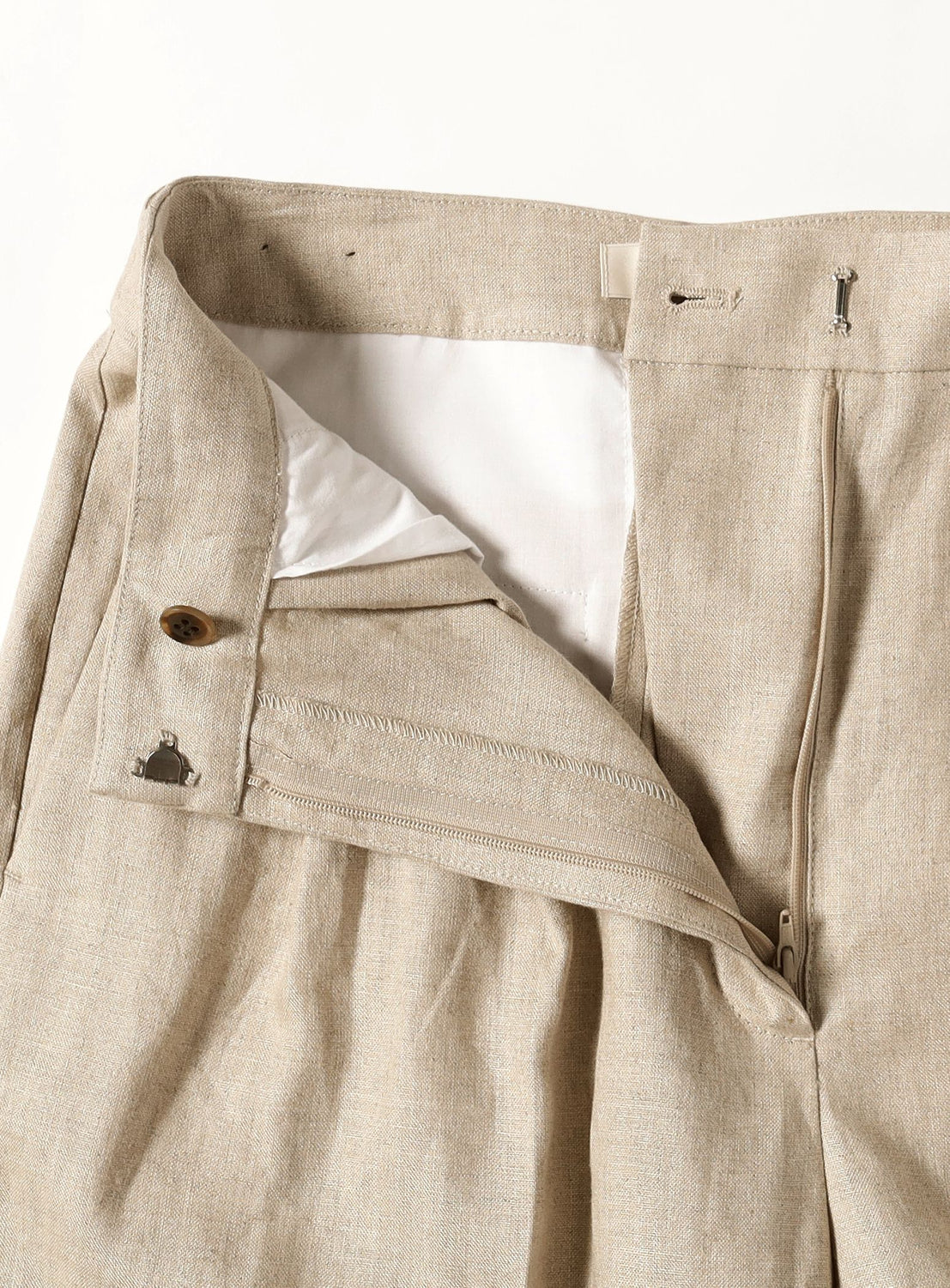 Linen Wide-Leg Pants with Tabs