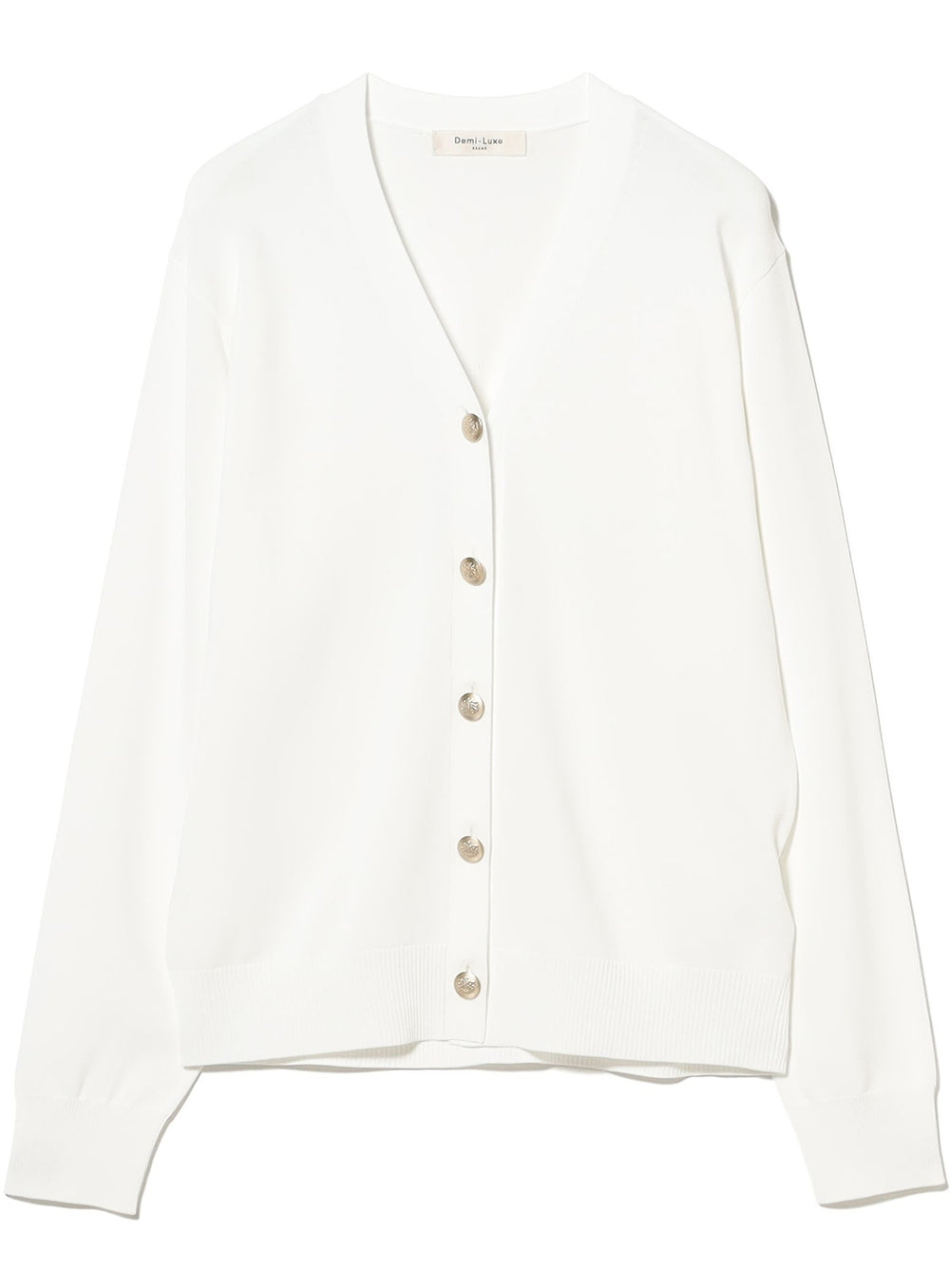 Metal Button V-Neck Cardigan