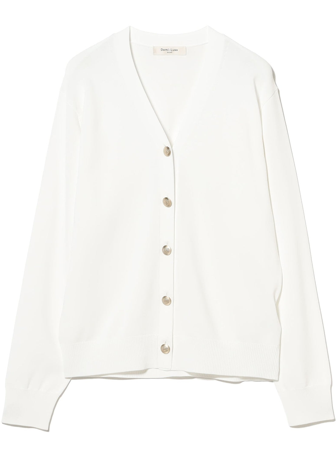 Metal Button V-Neck Cardigan