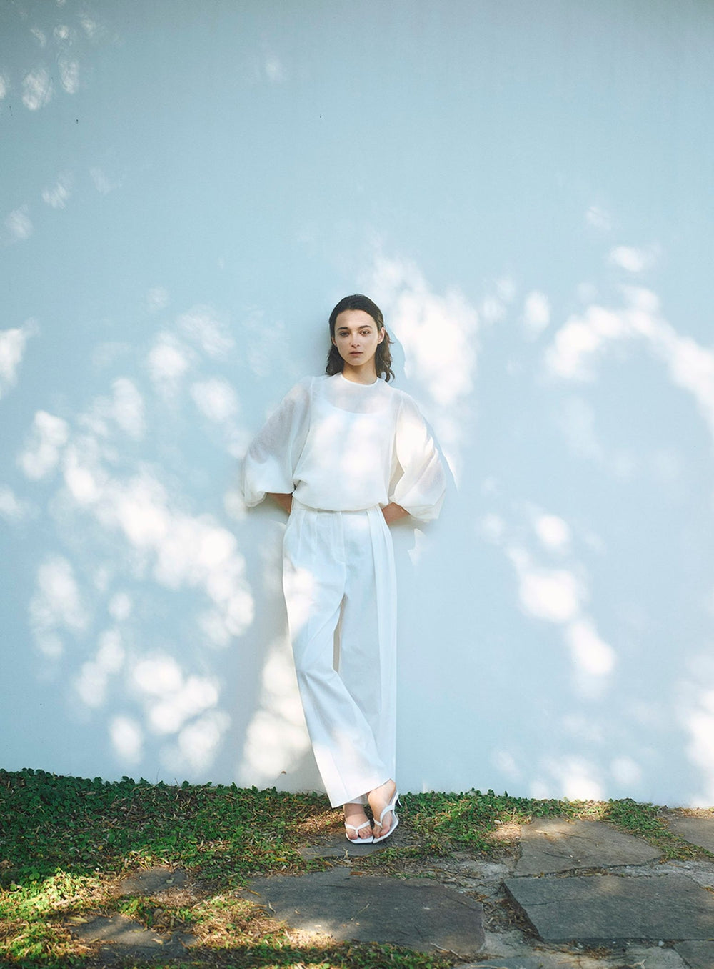 AK+1 / Crew Neck Ribbed Blouse