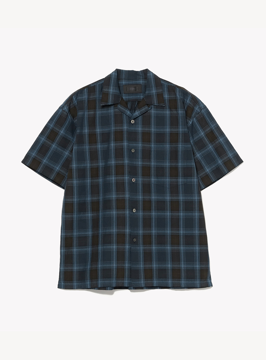 เสื้อเชิ้ตคอปกเปิดลายตารางอินดิโก้ รุ่น the A (สินค้าเฉพาะหน้าร้าน)