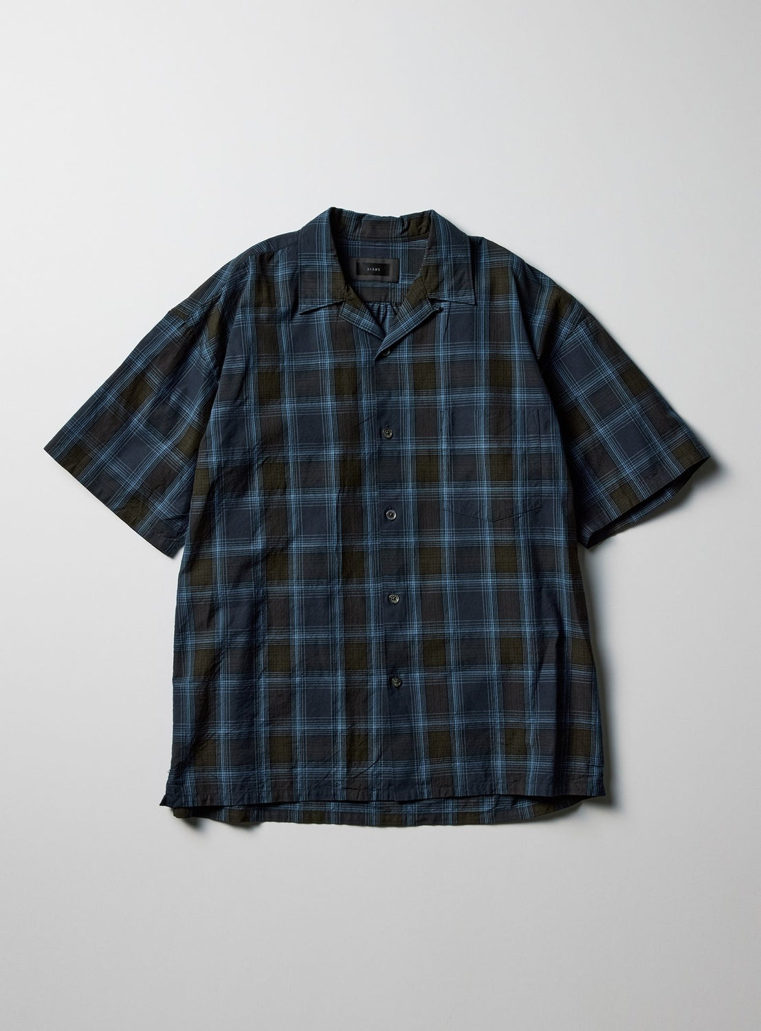 เสื้อเชิ้ตคอปกเปิดลายตารางอินดิโก้ รุ่น the A (สินค้าเฉพาะหน้าร้าน)